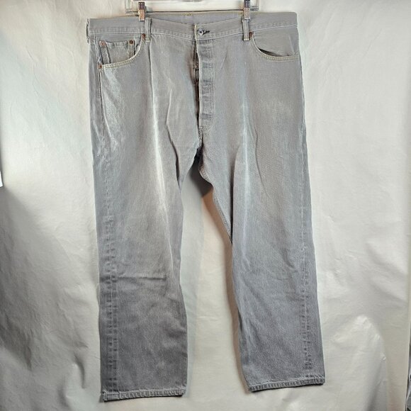 Levi's 501 Jeans Men 46x32 Gray Denim Straight Leg Classic Casual Button Fly A33 - Picture 1 of 12